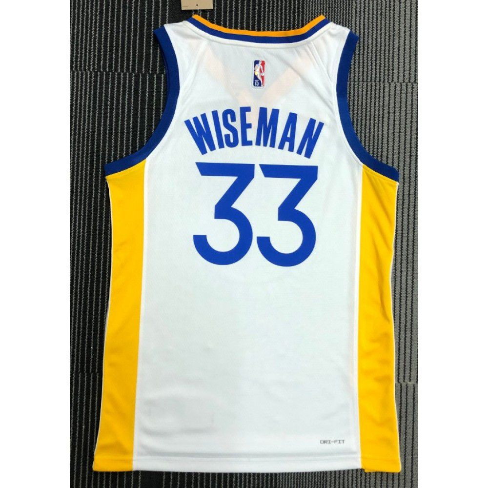 Men's Golden State Warriors James Wiseman #33 White 2021/22 Swingman Jersey Association - back view