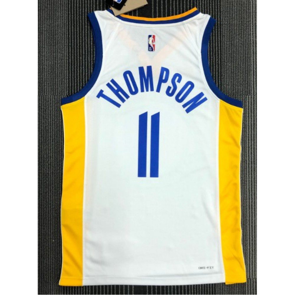 Men's Golden State Warriors Klay Thompson #11 White 2021/22 Swingman Jersey Association - back view