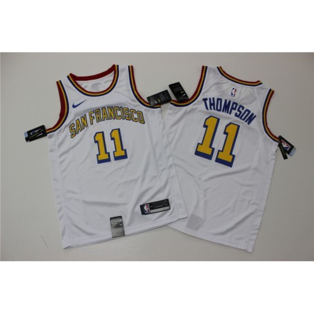 Men's Golden State Warriors Klay Thompson #11 White Classics Swingman Jersey - second front view