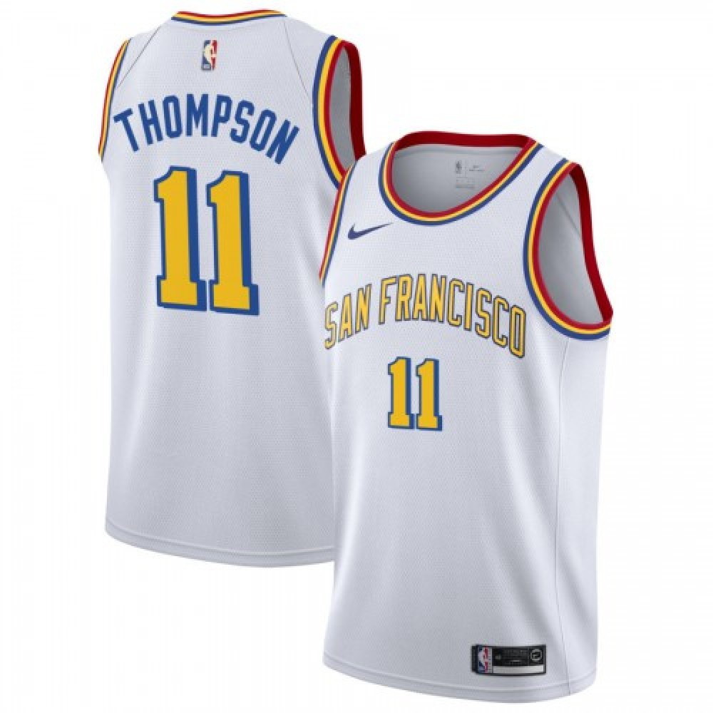 Men's Golden State Warriors Klay Thompson #11 White Classics Swingman Jersey Classic - front view