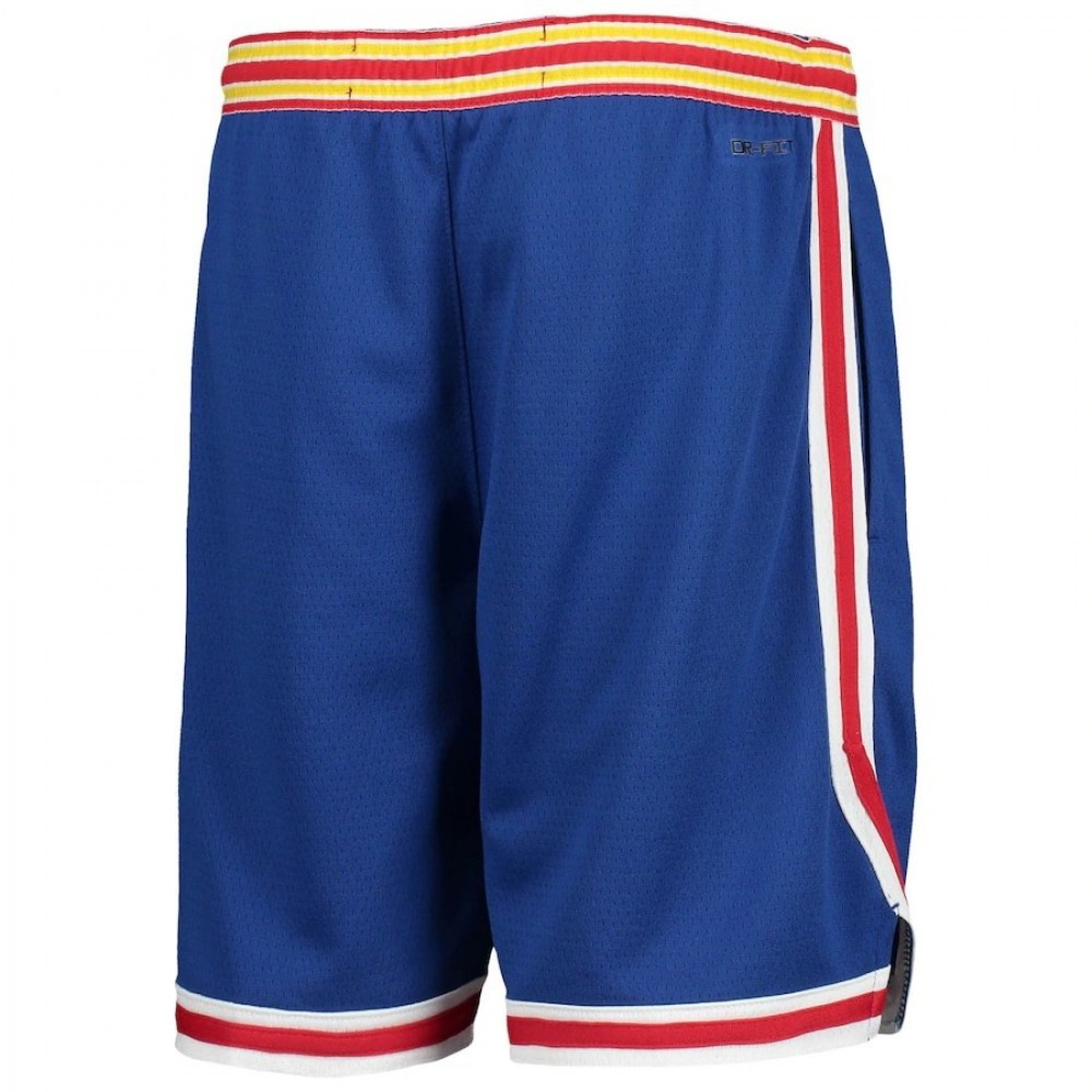 Men's Golden State Warriors Royal 2021/22 Courtside Swingman Performance Shorts Classic - back view