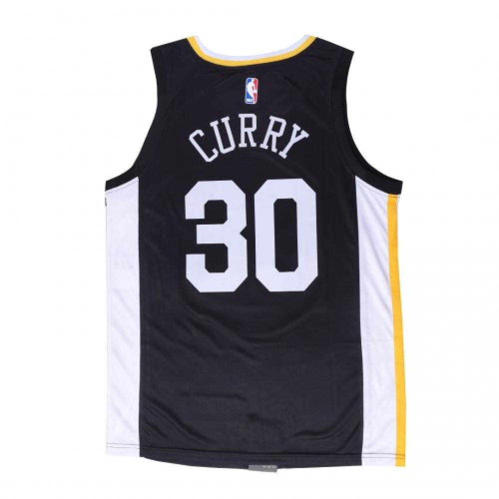 Men's Golden State Warriors Stephen Curry #30 Black Swingman Jersey Statement Edition - back view
