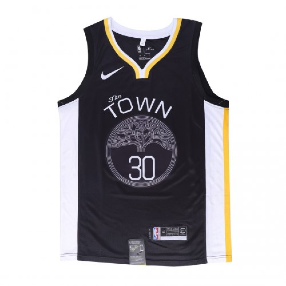 Men's Golden State Warriors Stephen Curry #30 Black Swingman Jersey Statement - second front view