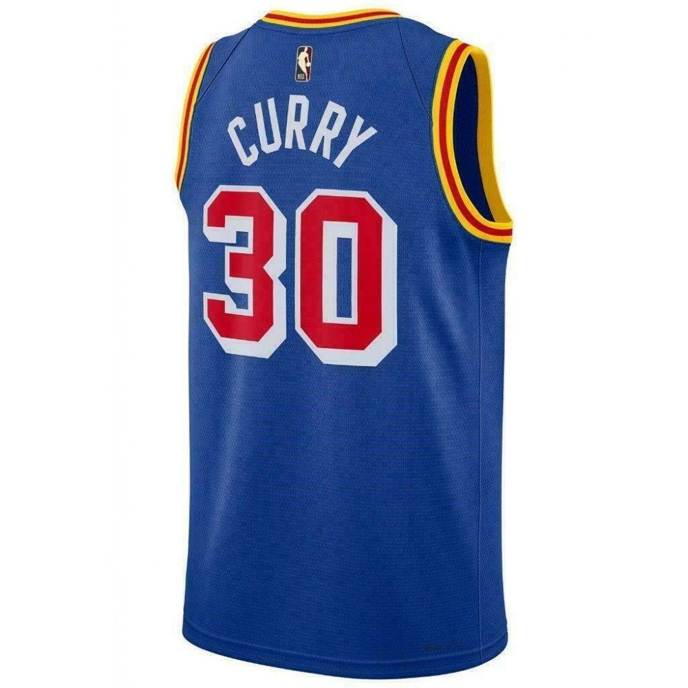 Men's Golden State Warriors Stephen Curry #30 Blue 2021/22 75th Anniversary Jersey - back view