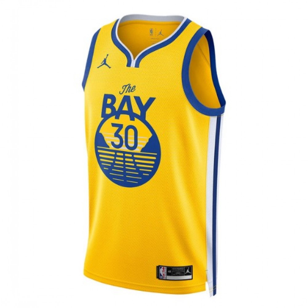 Men's Golden State Warriors Stephen Curry #30 Gold 2020/21 Swingman Jersey Statement - back view