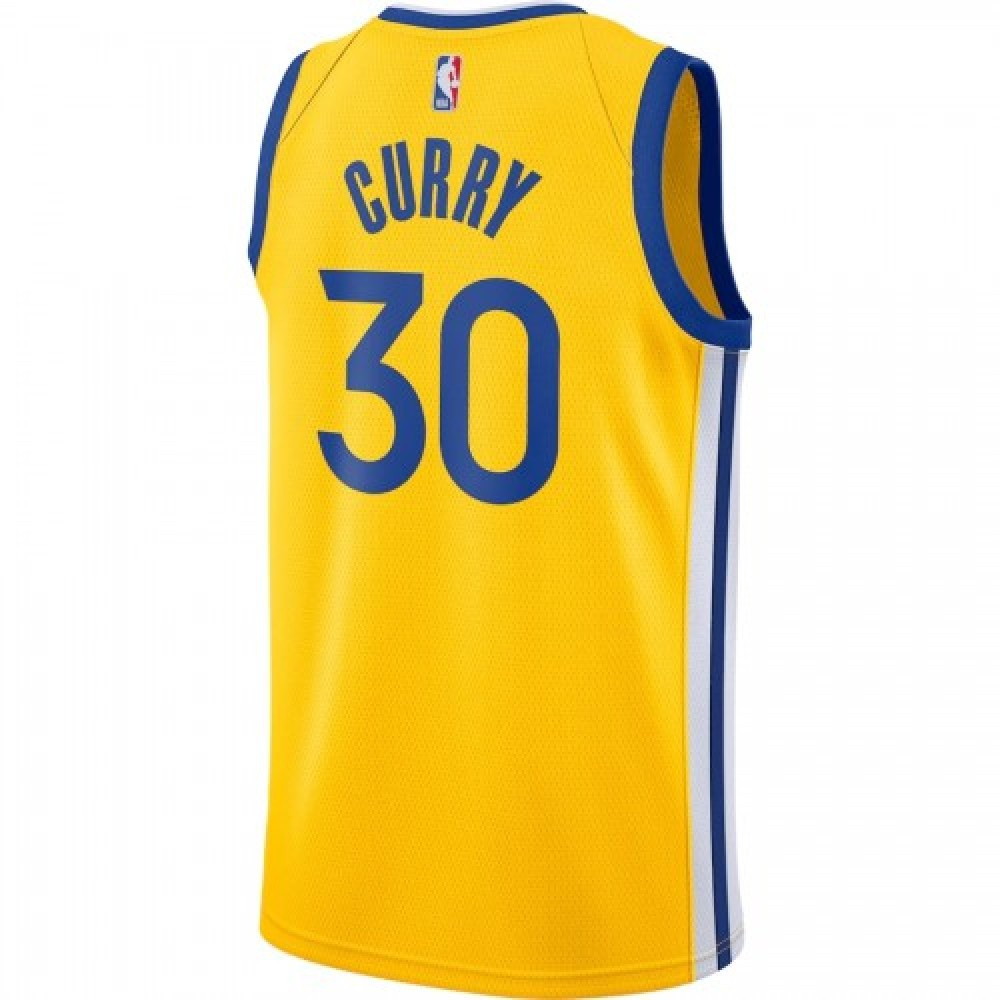 Men's Golden State Warriors Stephen Curry #30 Gold Finished Swingman Jersey Statement - back view