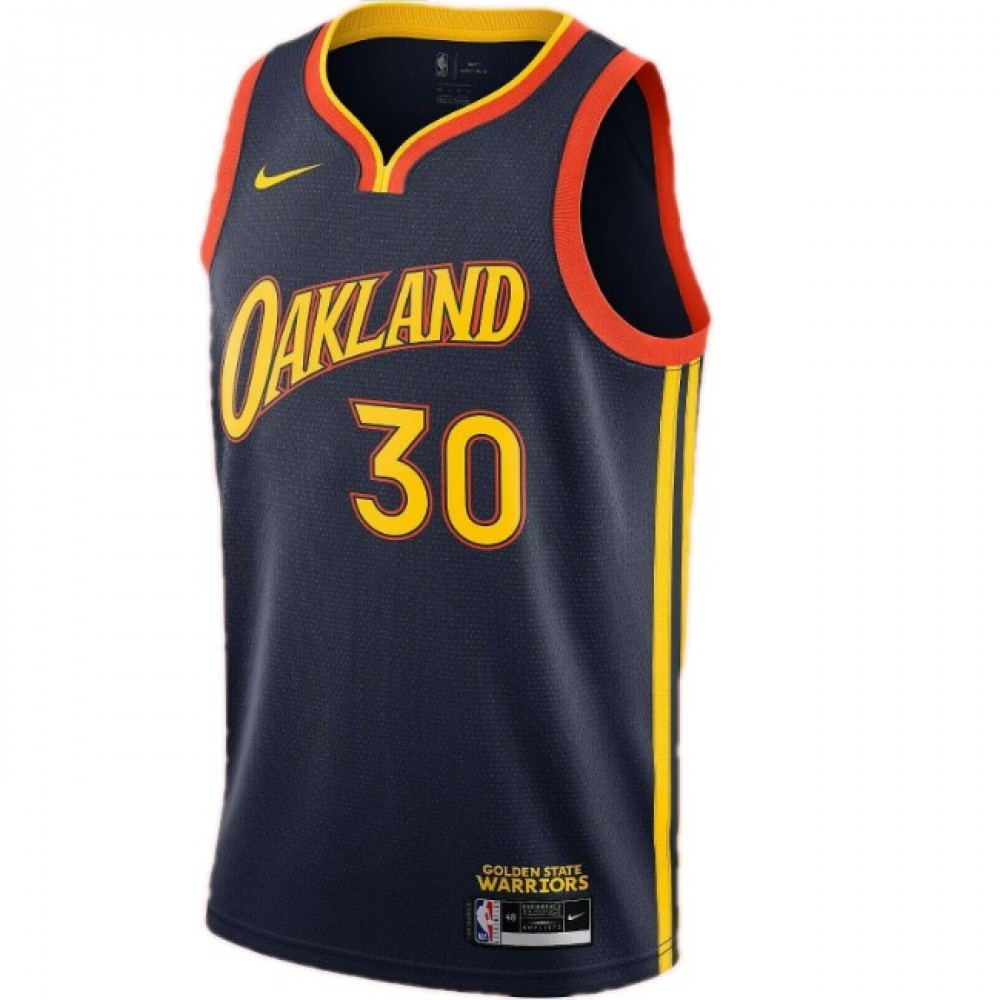 Men's Golden State Warriors Stephen Curry #30 Navy 2020/21 Swingman Jersey City Edition - back view