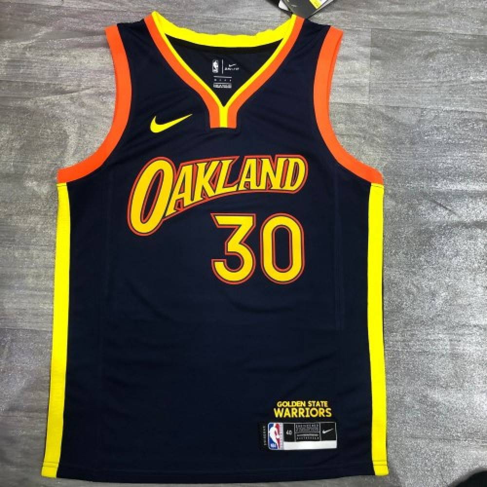 Men's Golden State Warriors Stephen Curry #30 Navy 2020/21 Swingman Jersey City - second front view