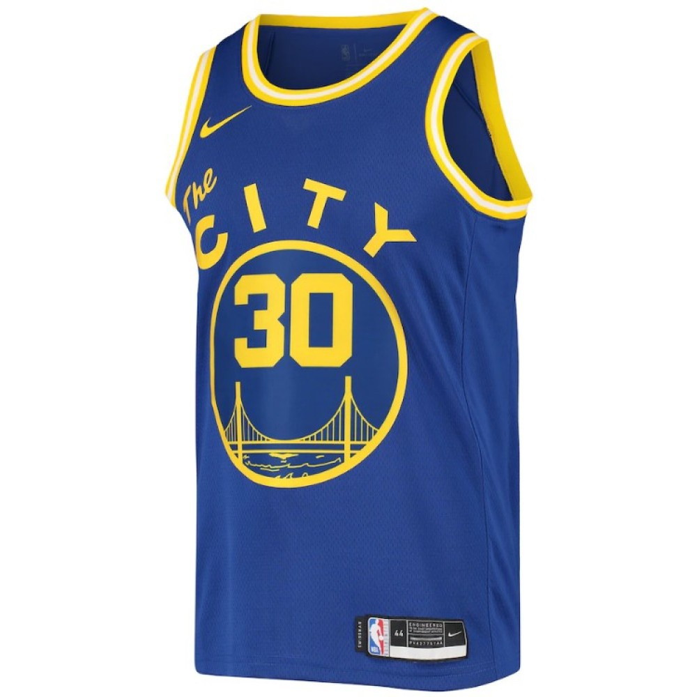 Men's Golden State Warriors Stephen Curry #30 Royal Hardwood Classics 2020/21 Swingman - back view