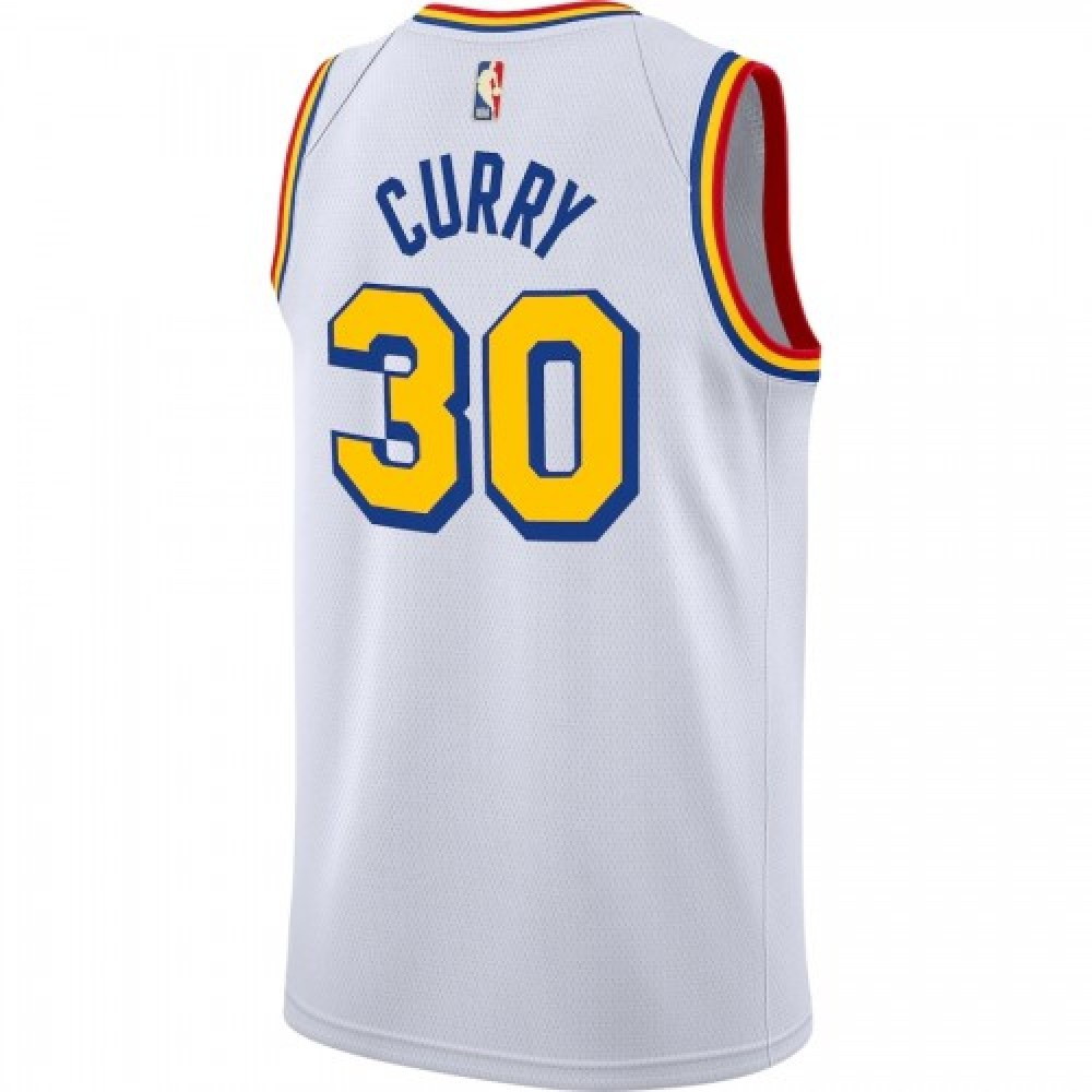 Men's Golden State Warriors Stephen Curry #30 White Classics Swingman Jersey Classic - back view