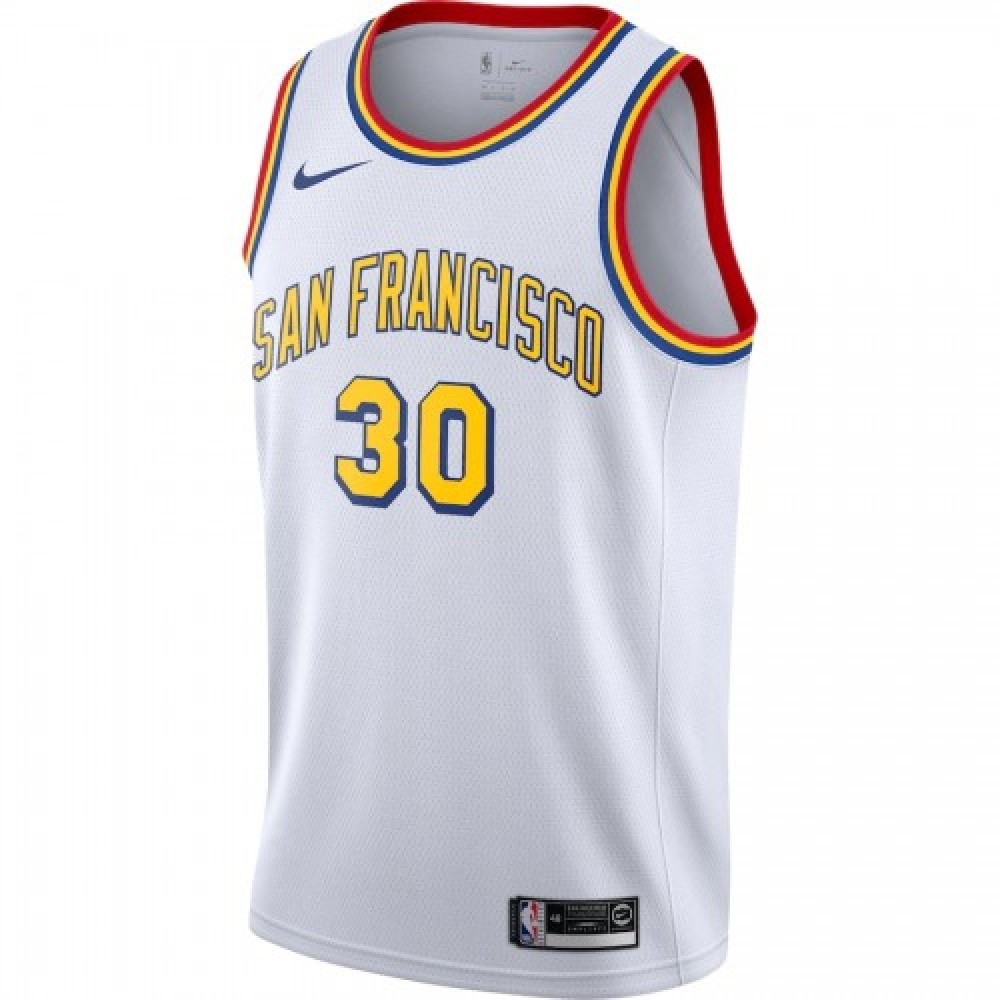 Men's Golden State Warriors Stephen Curry #30 White Classics Swingman Jersey - second front view