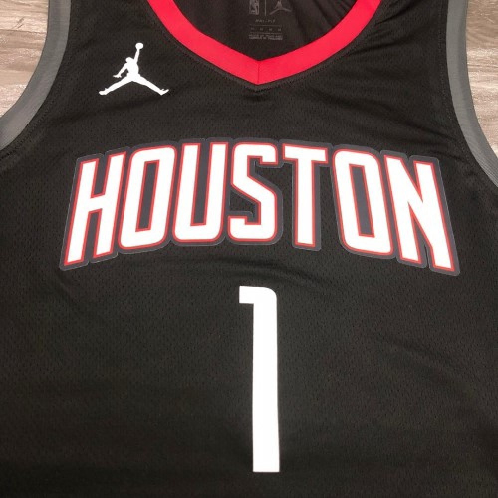 Men's Houston Rockets Tracy McGrady #1 Black 20/21 Swingman Jersey Statement Edition - back view