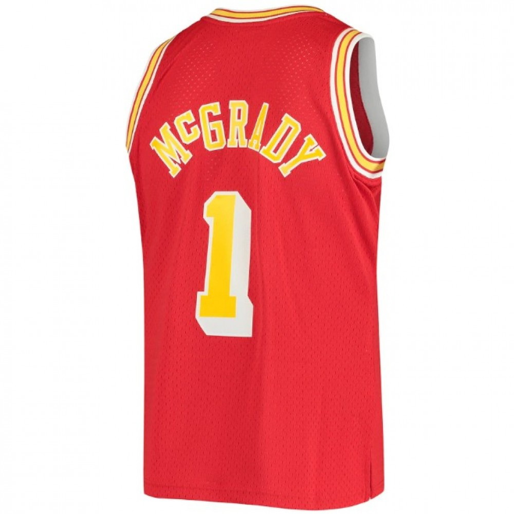 Men's Houston Rockets Tracy McGrady #1 Throwback Red 04-05 Hardwood Classics Swingman - back view