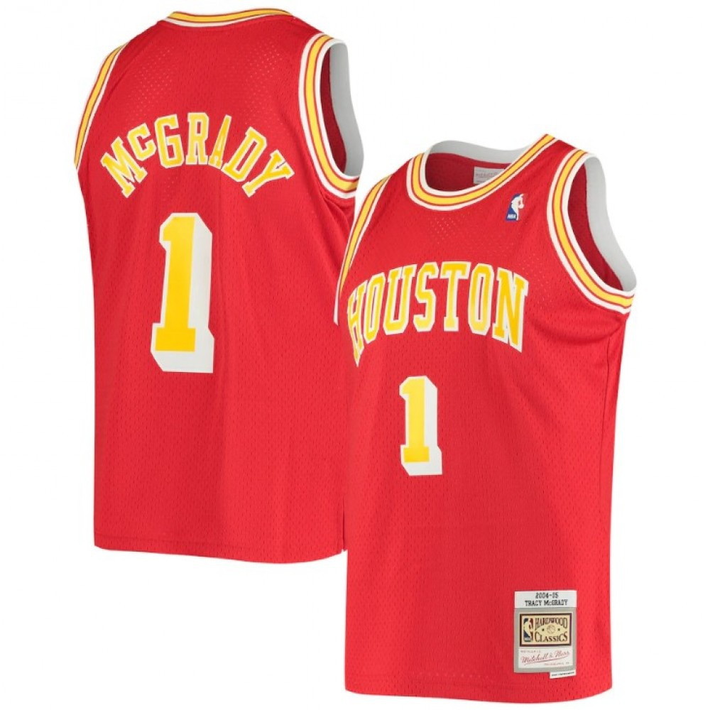 Men's Houston Rockets Tracy McGrady #1 Throwback Red 04-05 Hardwood Classics Swingman - front view