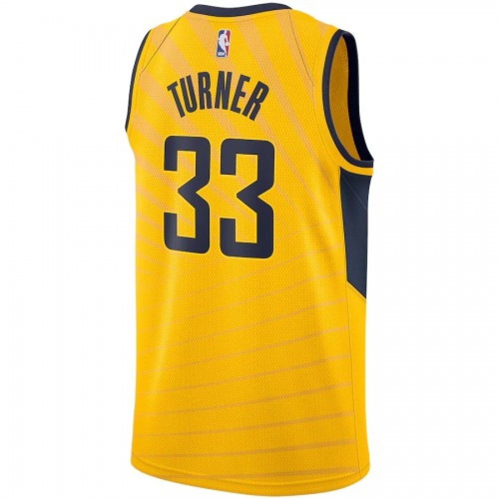 Men's Indiana Pacers Myles Turner #33 Gold Fan Version Swingman Jersey Statement Edition - back view
