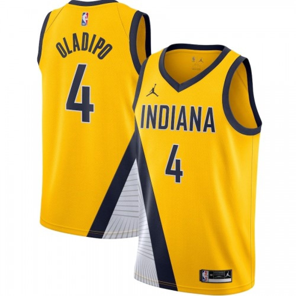Men's Indiana Pacers Victor Oladipo #4 Gold 2020/21 Swingman Jersey Statement Edition - front view