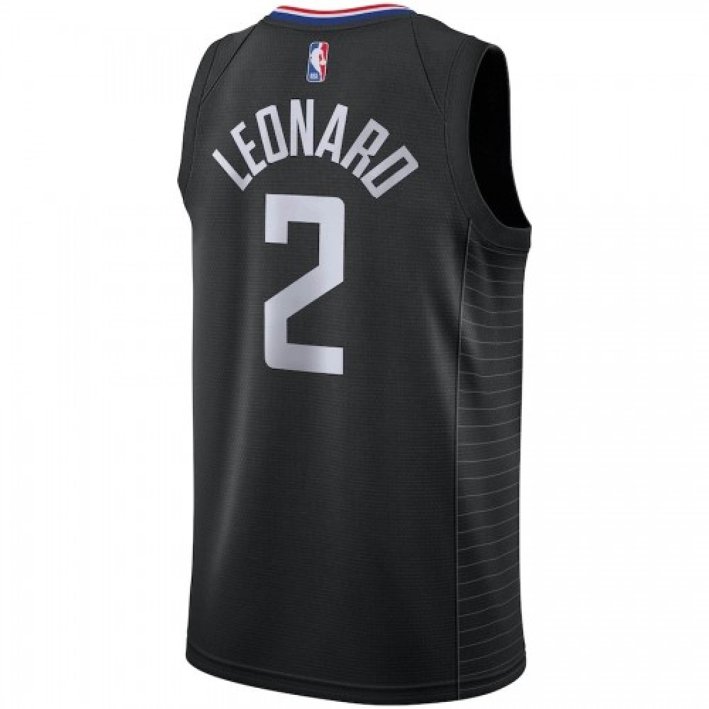 Men's LA Clippers Kawhi Leonard #2 Black Swingman Jersey Statement Edition - back view