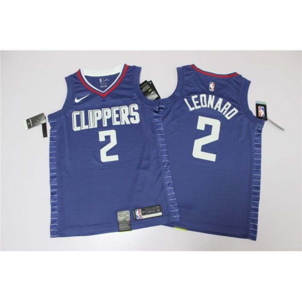 Men's LA Clippers Kawhi Leonard #2 Blue 19-20 Swingman Jersey Icon Edition - second front view