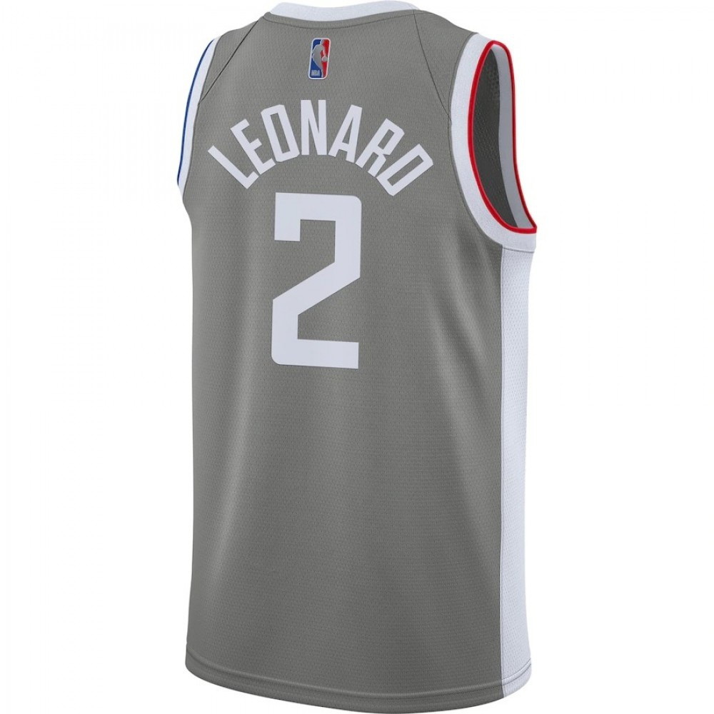 Men's LA Clippers Kawhi Leonard #2 Gray 2020/21 Swingman Player Jersey Earned Edition - back view