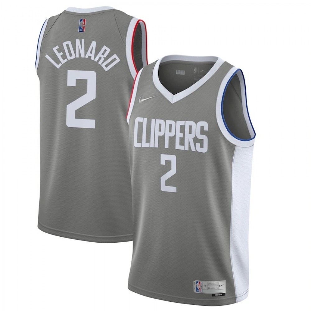 Men's LA Clippers Kawhi Leonard #2 Gray 2020/21 Swingman Player Jersey Earned Edition - front view
