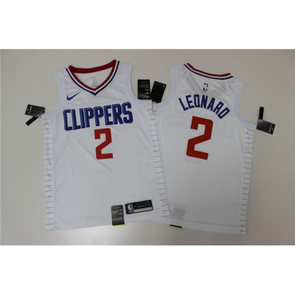 Men's LA Clippers Kawhi Leonard #2 White 19-20 Swingman Jersey Association - second front view