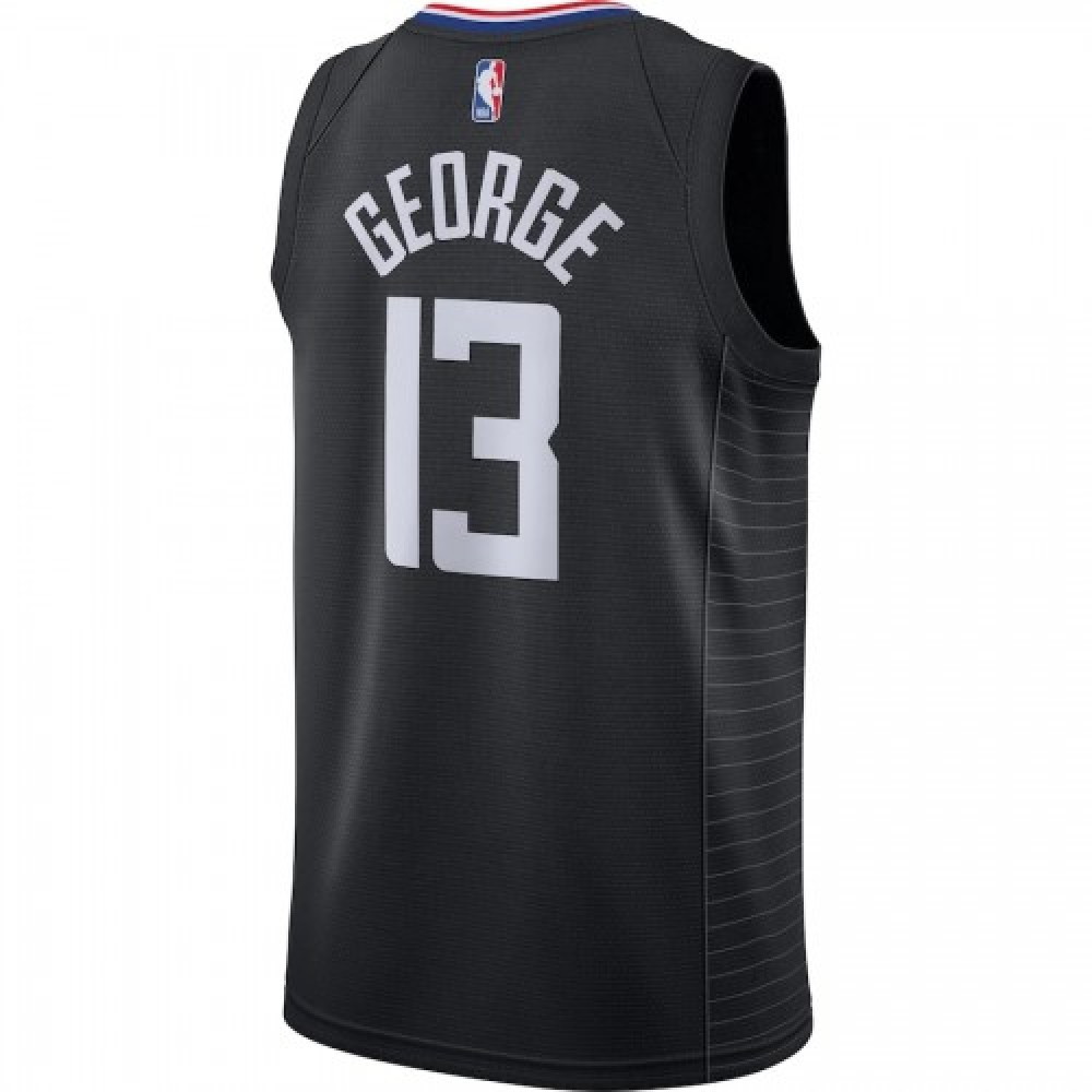 Men's LA Clippers Paul George #13 Black 2020/21 Swingman Jersey Statement Edition - back view