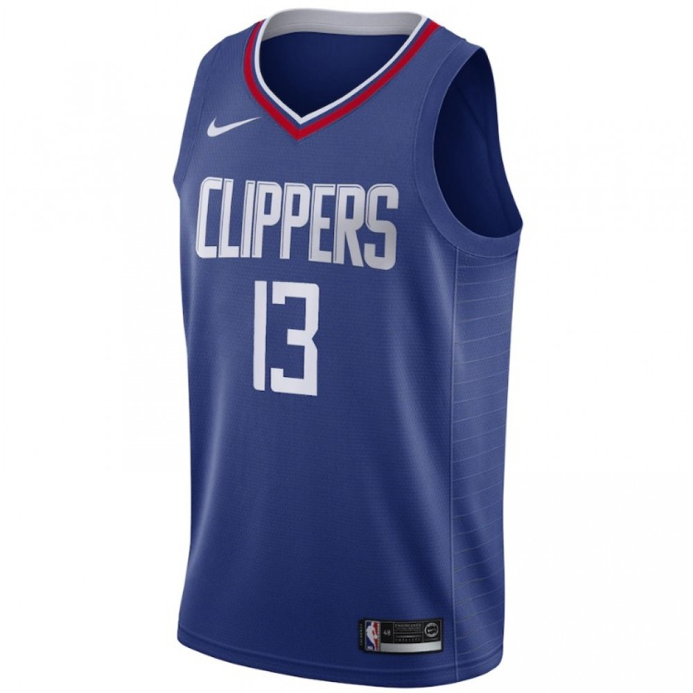 Men's LA Clippers Paul George #13 Blue 19-20 Swingman Jersey Icon Edition - back view