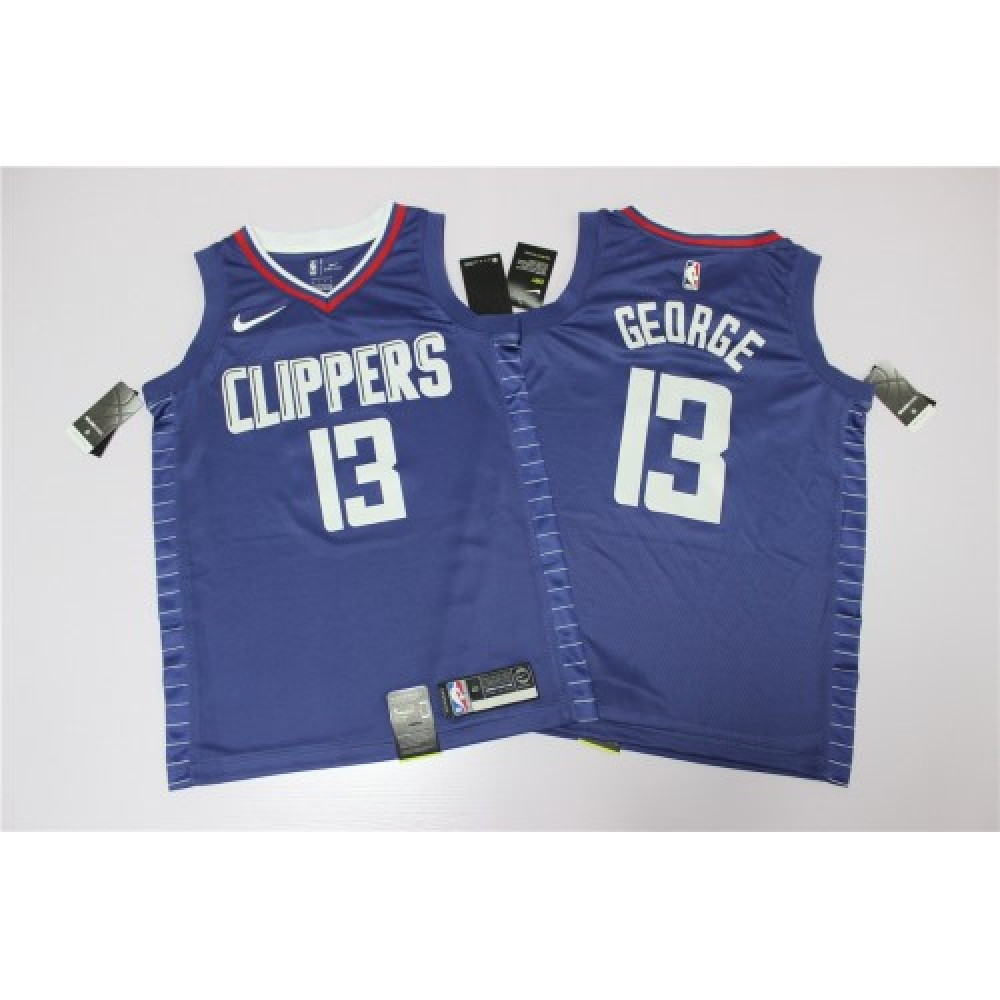 Men's LA Clippers Paul George #13 Blue 19-20 Swingman Jersey Icon Edition - second front view