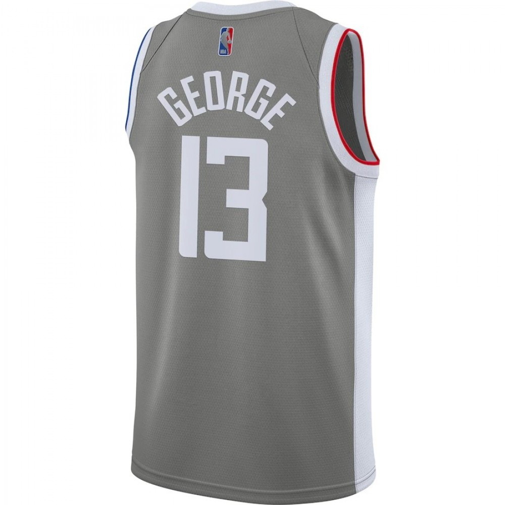 Men's LA Clippers Paul George #13 Gray 2020/21 Swingman Player Jersey Earned Edition - back view