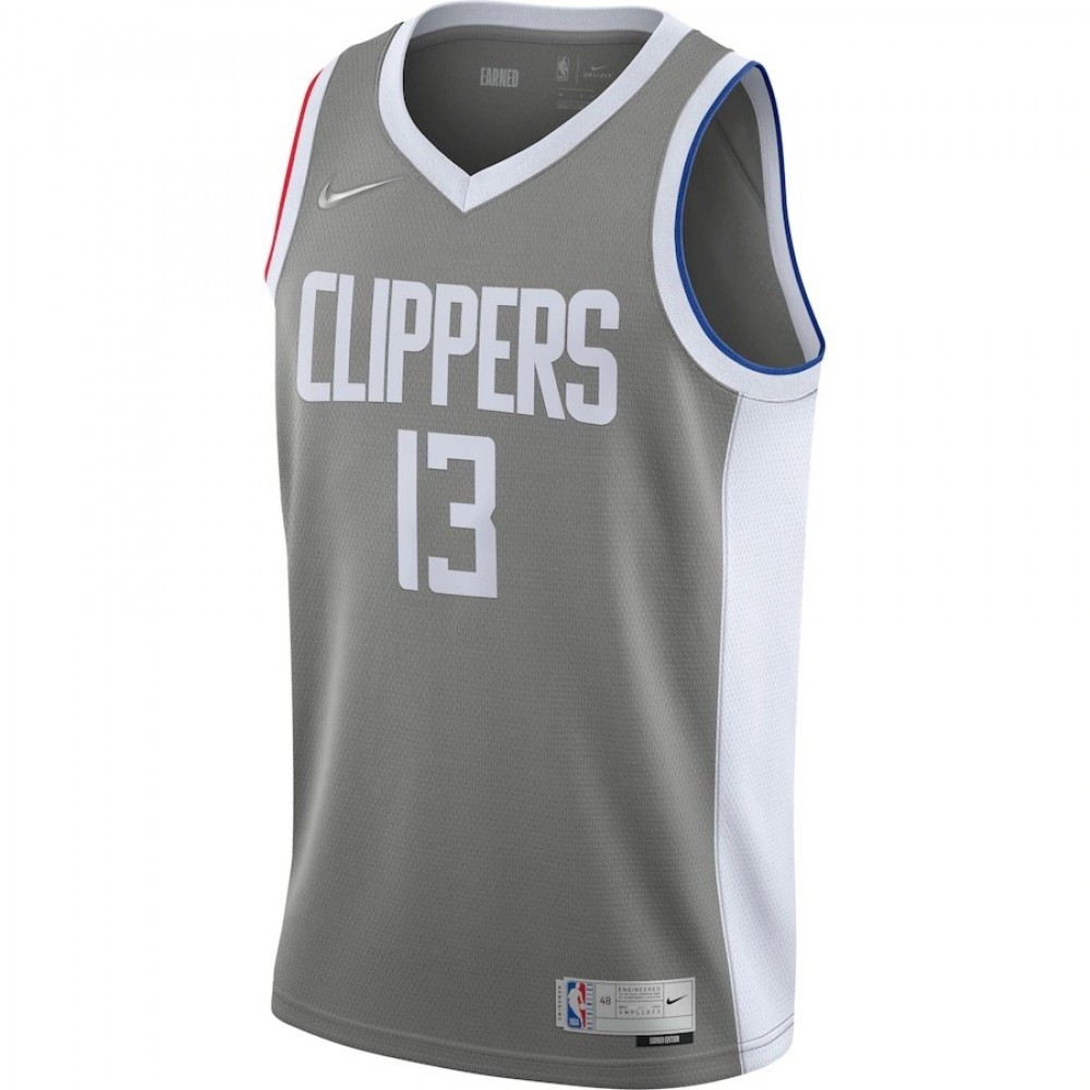 Men's LA Clippers Paul George #13 Gray 2020/21 Swingman Player Jersey Earned - second front view