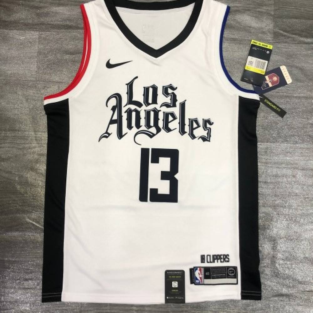 Men's LA Clippers Paul George #13 White 2020/21 Swingman Player Jersey – City - second front view
