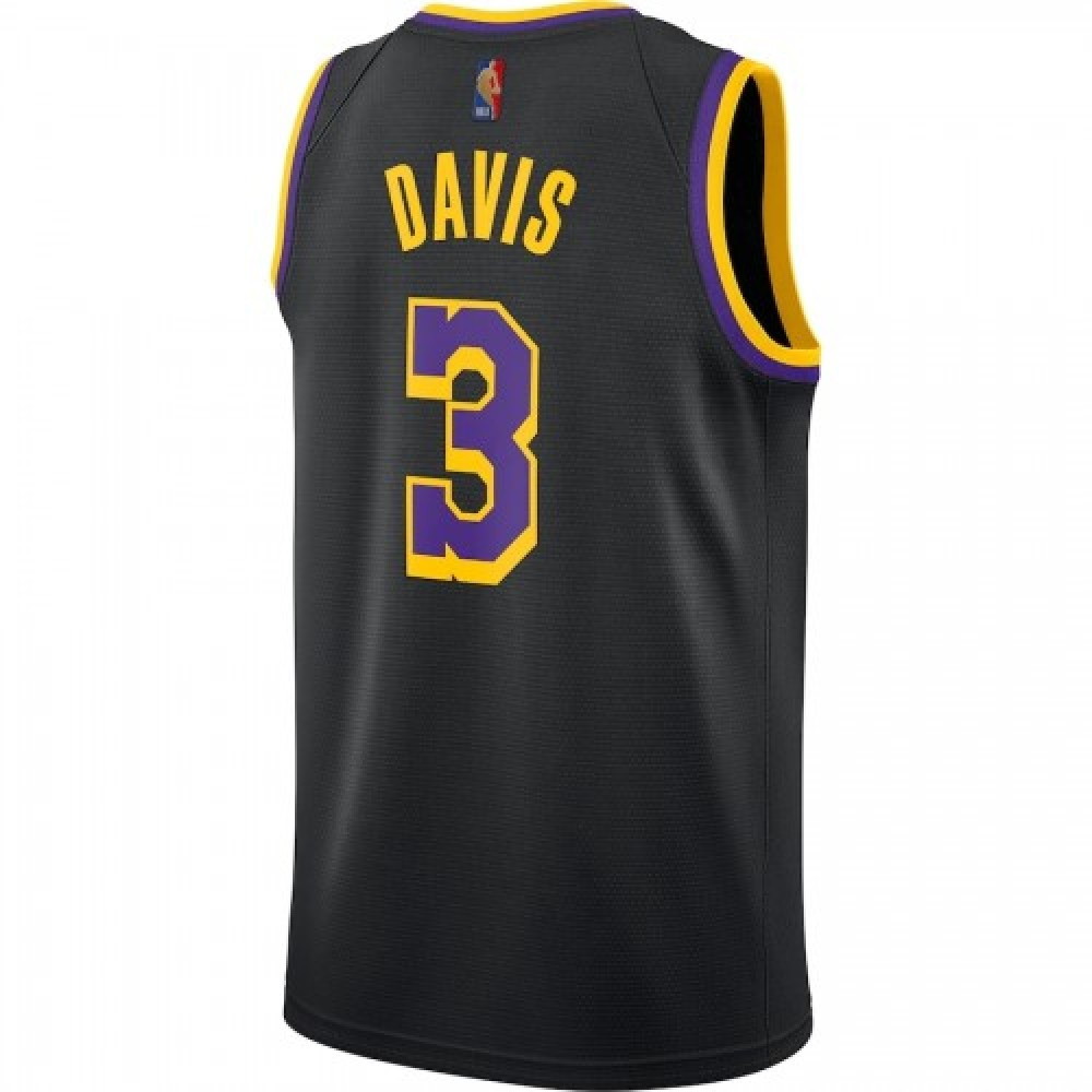 Men's Los Angeles Lakers Anthony Davis #3 Black 2020/21 Swingman Player Jersey – Earned - back view