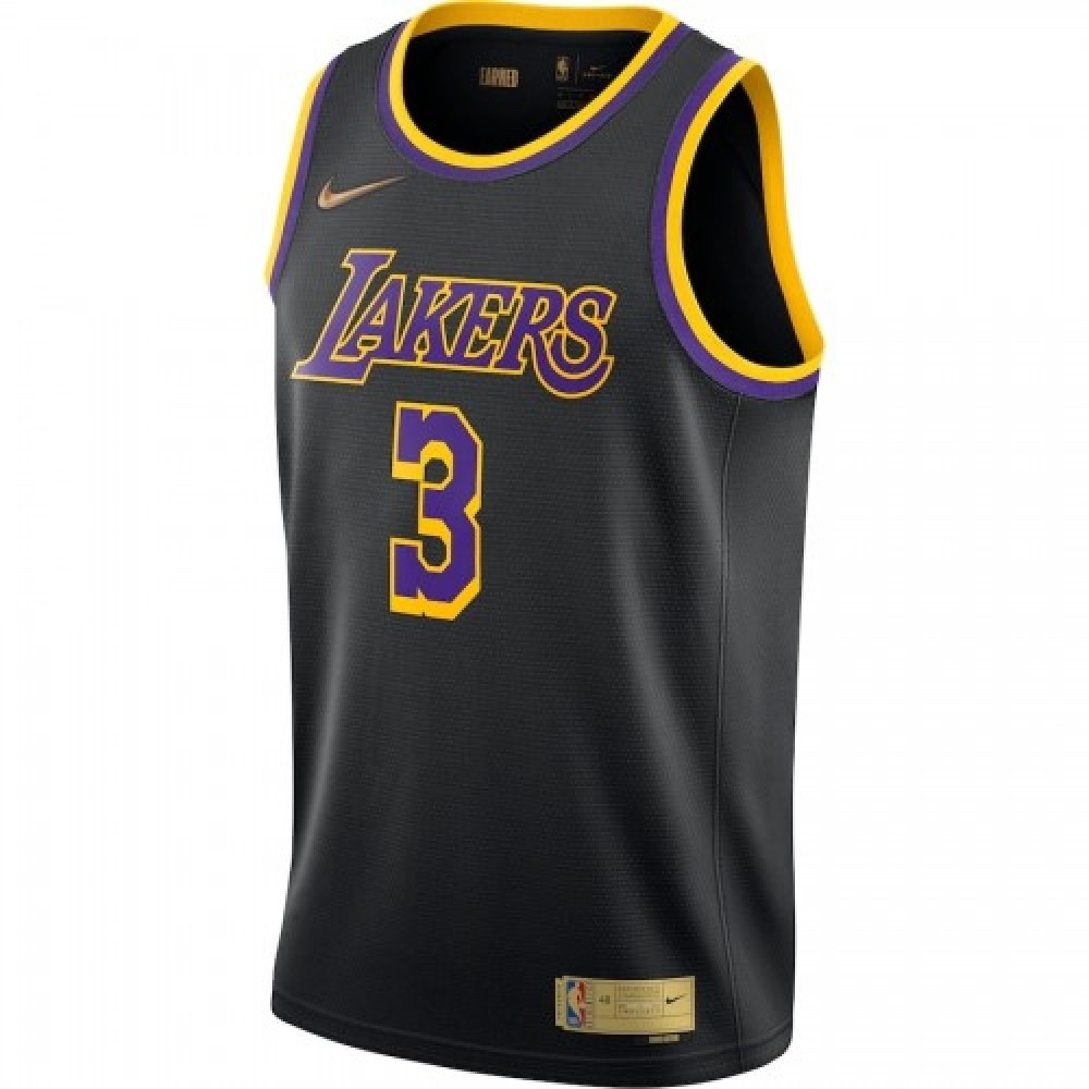 Men's Los Angeles Lakers Anthony Davis #3 Black 2020/21 Swingman Player Jersey - second front view