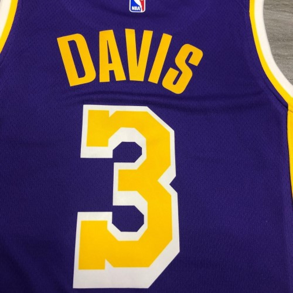 Men's Los Angeles Lakers Anthony Davis 3 Purple 20/21 Swingman Jersey-Statement Edition - back view