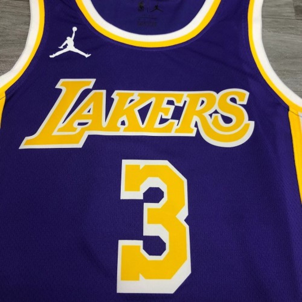 Men's Los Angeles Lakers Anthony Davis 3 Purple 20/21 Swingman Jersey-Statement - second front view