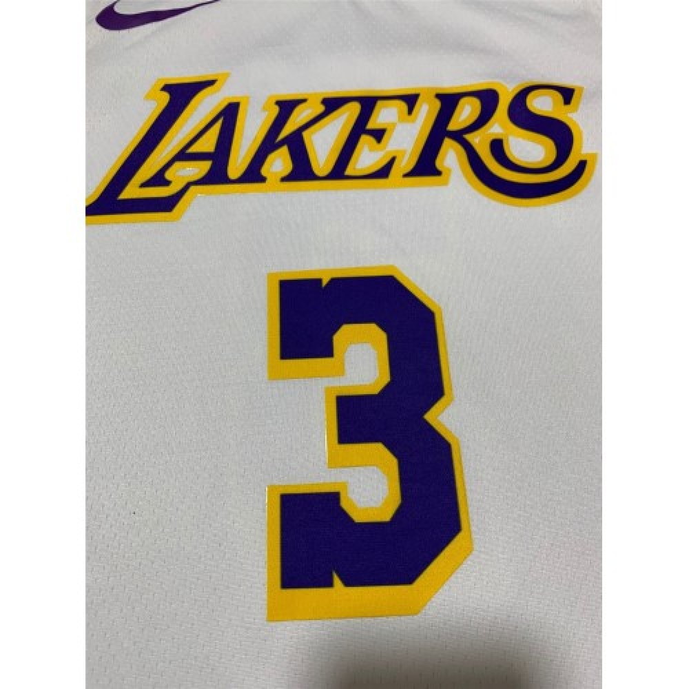 Men's Los Angeles Lakers Anthony Davis #3 White Swingman Jersey Association Edition - back view