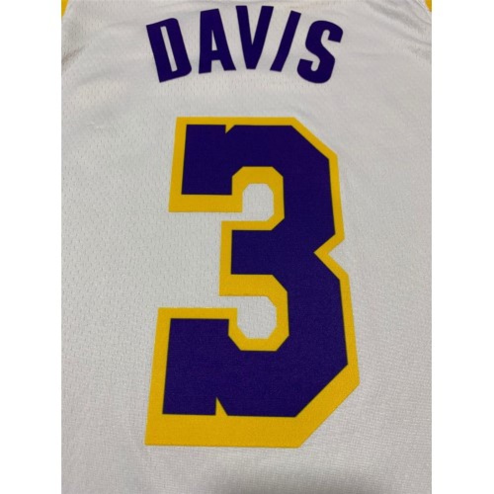 Men's Los Angeles Lakers Anthony Davis #3 White Swingman Jersey Association - second front view