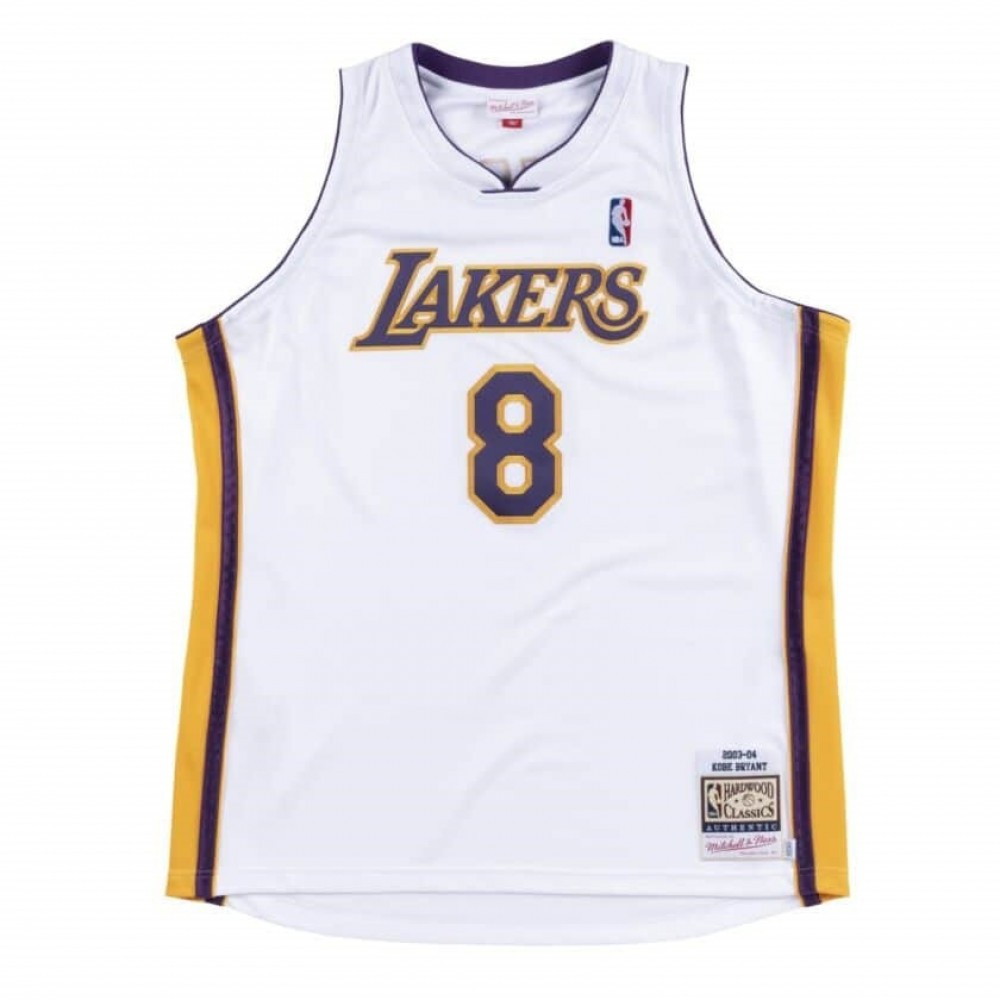 Men's Los Angeles Lakers Kobe Bryant #8 Throwback White 2003-04 Hardwood Classics - front view