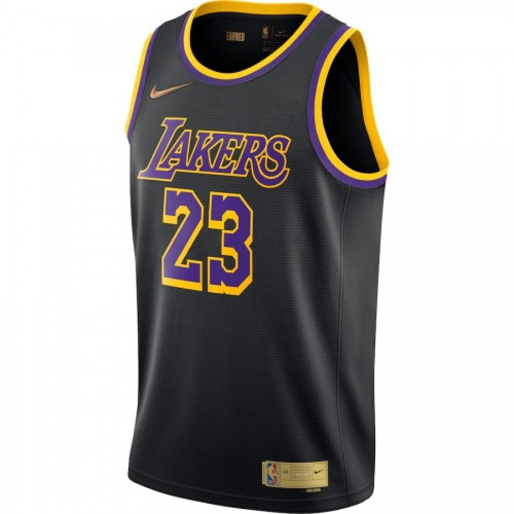 Men's Los Angeles Lakers LeBron James #23 Black 2020/21 Swingman Player Jersey - second front view