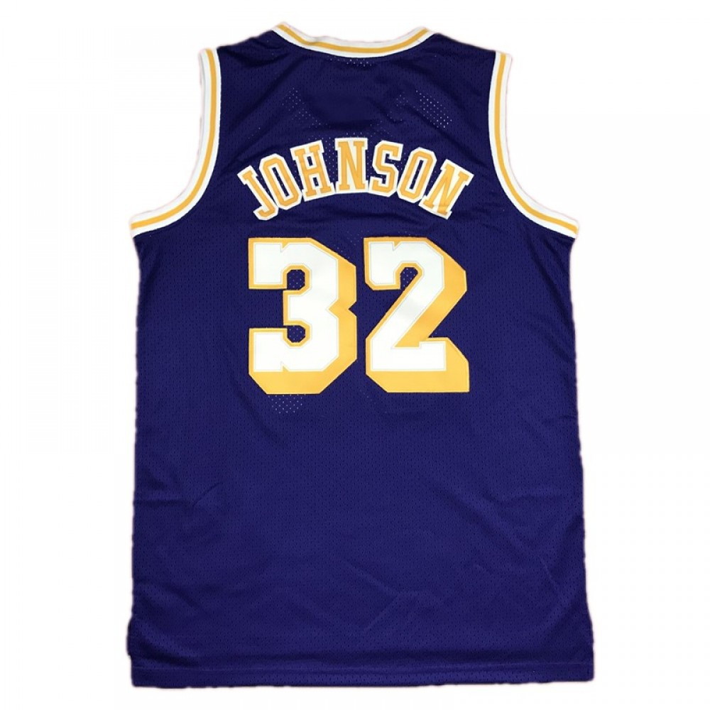 Men's Los Angeles Lakers Magic Johnson #32 Purple 84-85 Hardwood Classics Jersey - second front view