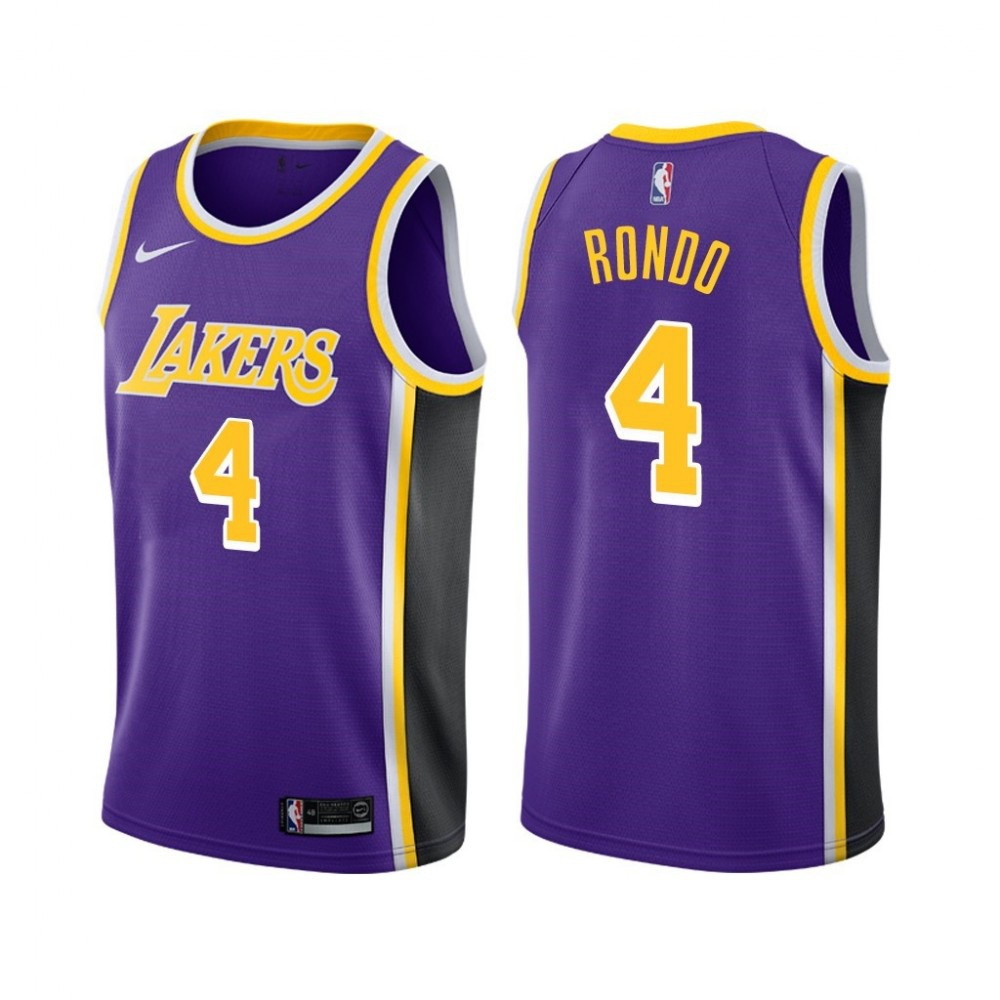 Men's Los Angeles Lakers Rajon Rondo #4 Swingman NBA Jersey Statement Edition – Purple - front view