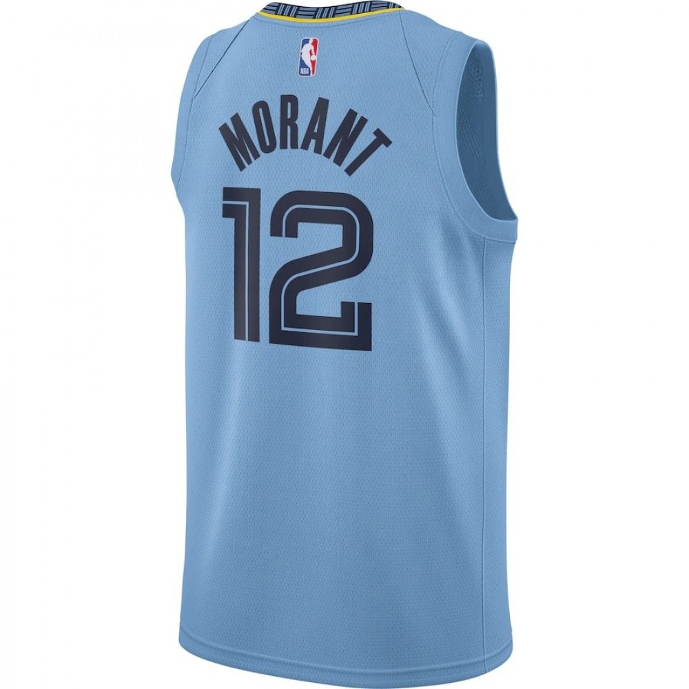 Men's Memphis Grizzlies Ja Morant Light Blue 2020/21 Swingman Jersey Statement Edition - back view