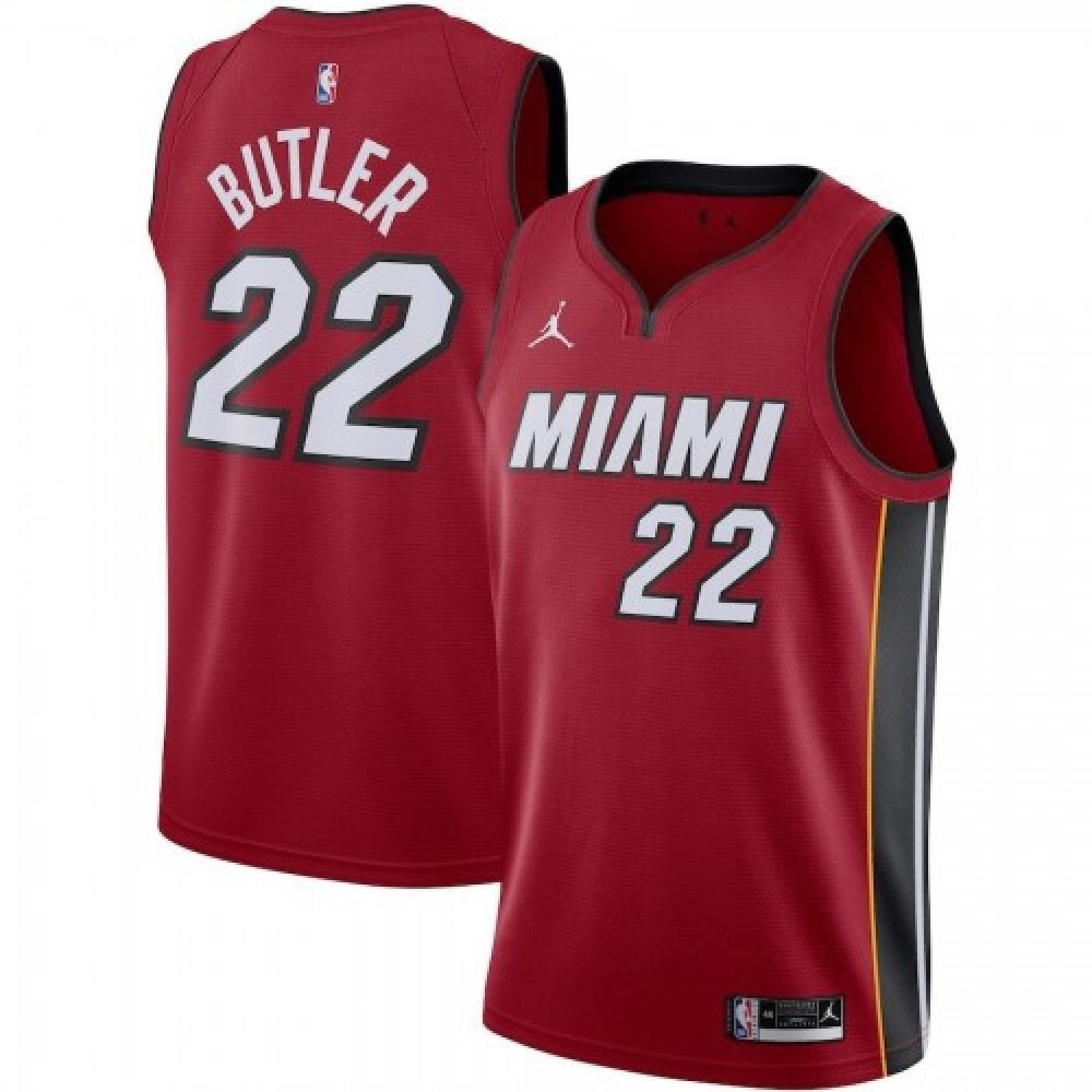 Men's Miami Heat Jimmy Butler Red 2020/21 Swingman Jersey Statement Edition - front view