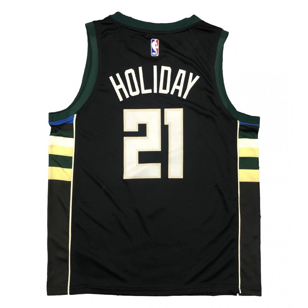 Men's Milwaukee Bucks Jrue Holiday #21 Black Swingman Jersey Statement Edition - back view