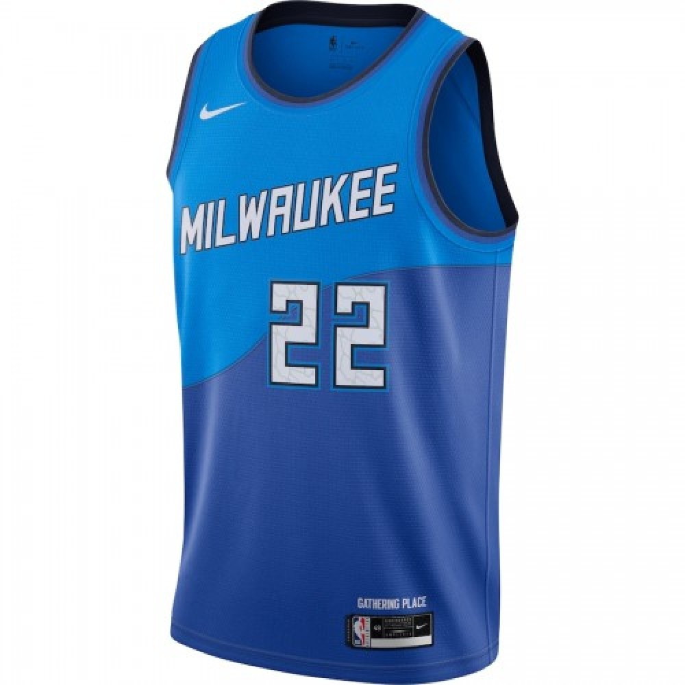Men's Milwaukee Bucks Khris Middleton #22 Blue 2020/21 Swingman Player Jersey – - second front view