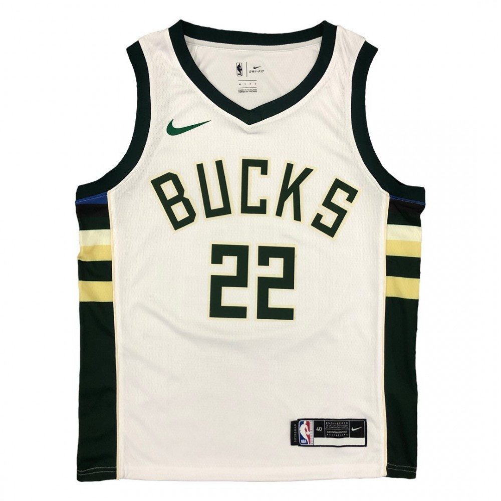 Men's Milwaukee Bucks Khris Middleton #22 White 2020/21 Swingman Jersey - second front view