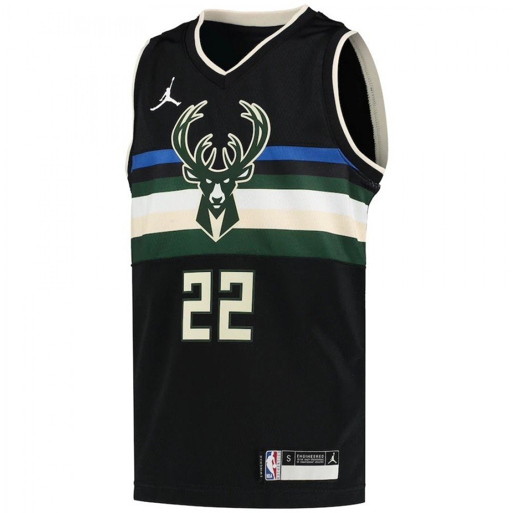 Men's Milwaukee Bucks Middleton #22 Black 20/21 Swingman Jersey Statement - second front view