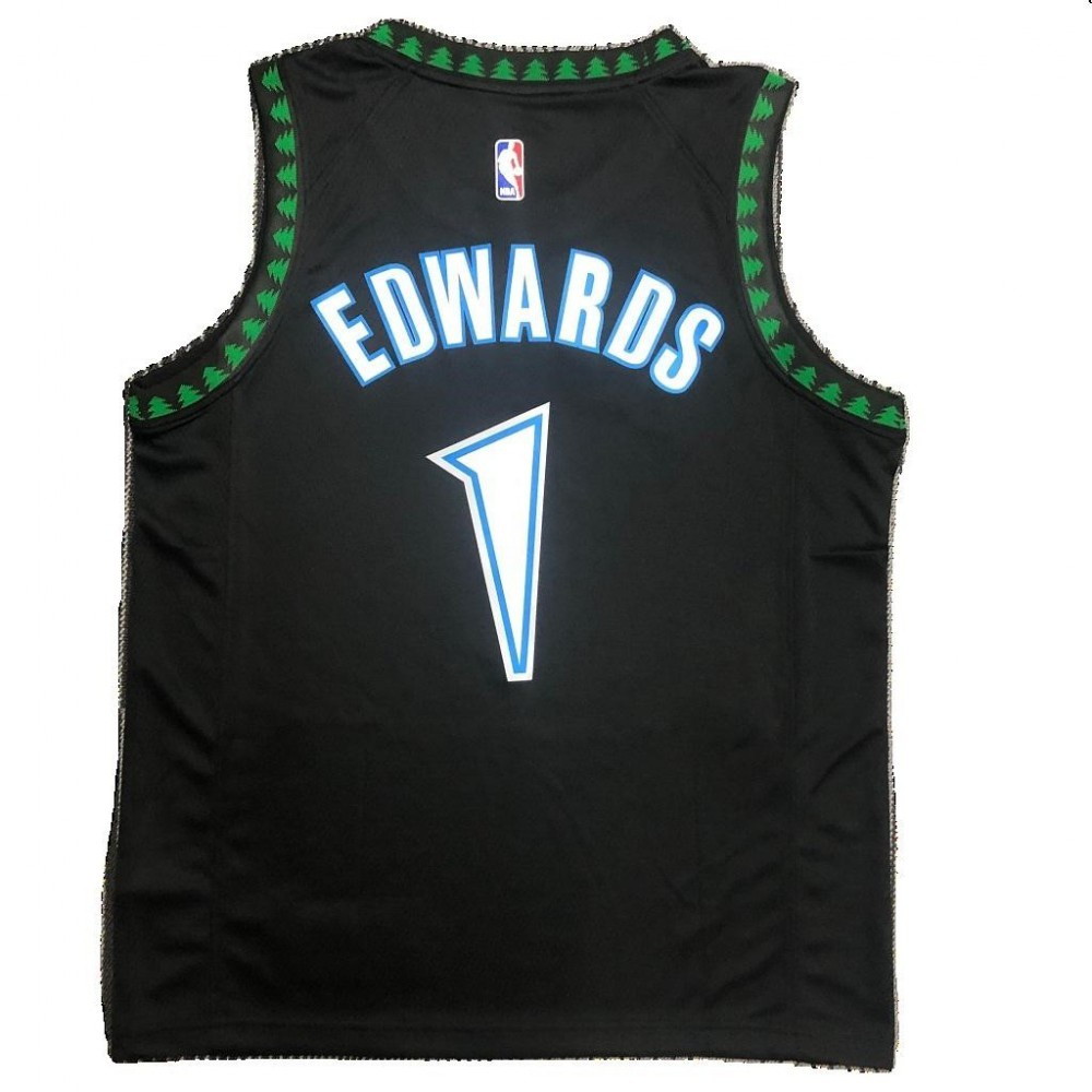 Men's Minnesota Timberwolves Anthony Edwards #1 Black Hardwood Classics Swingman Jersey - back view
