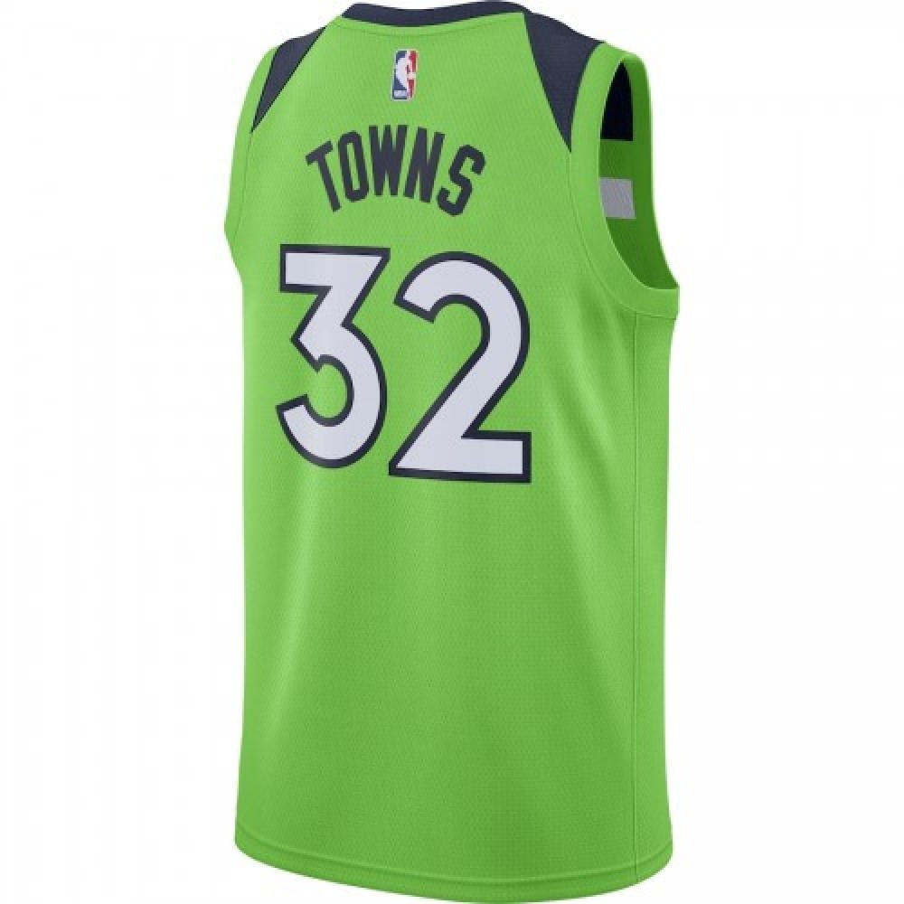 Men's Minnesota Timberwolves Karl-Anthony Towns #32 Green Swingman Jersey Statement - back view