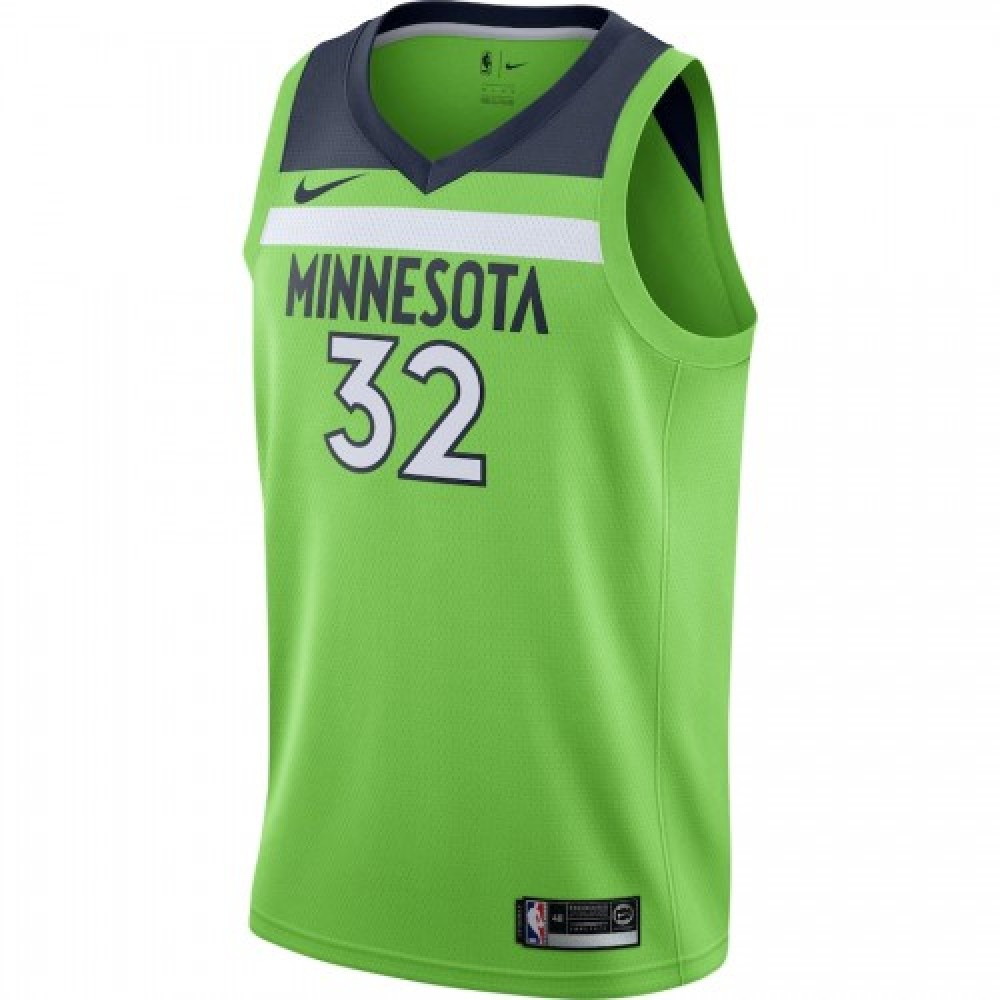 Men's Minnesota Timberwolves Karl-Anthony Towns #32 Green Swingman Jersey - second front view